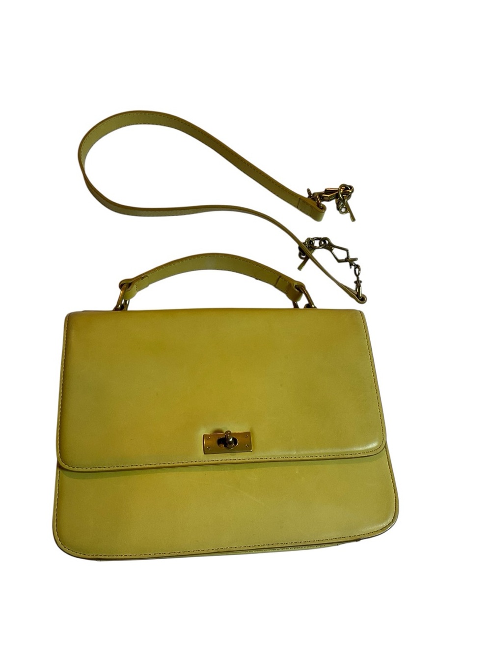 J. Crew Chartreuse Leather Top-Handle Satchel